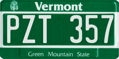 VT license plate PZT357