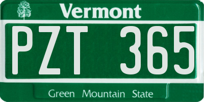 VT license plate PZT365