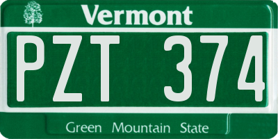 VT license plate PZT374