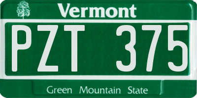 VT license plate PZT375