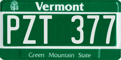 VT license plate PZT377