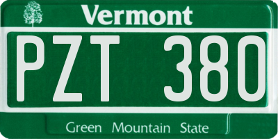 VT license plate PZT380