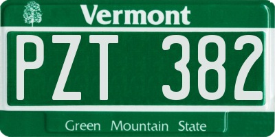 VT license plate PZT382