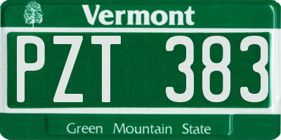 VT license plate PZT383