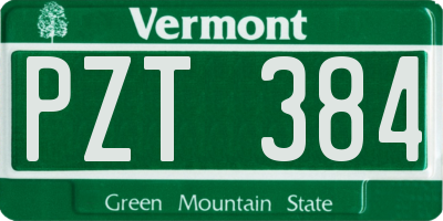 VT license plate PZT384