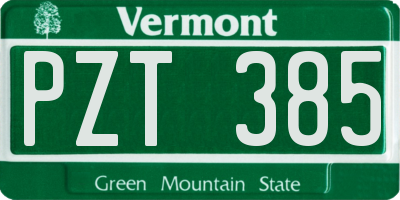 VT license plate PZT385
