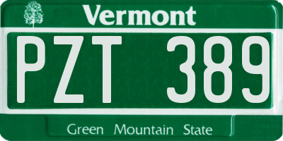 VT license plate PZT389