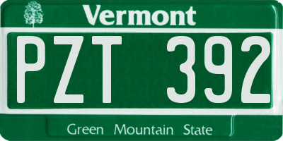 VT license plate PZT392