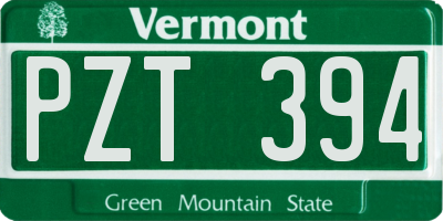 VT license plate PZT394