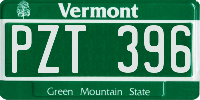 VT license plate PZT396