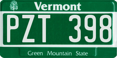 VT license plate PZT398