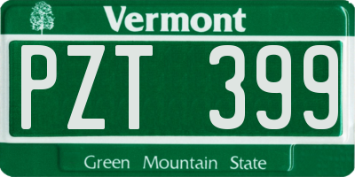 VT license plate PZT399