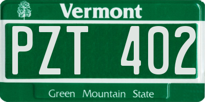 VT license plate PZT402