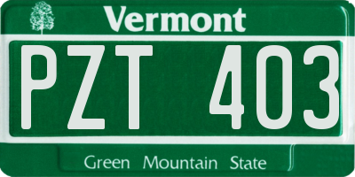 VT license plate PZT403