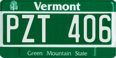 VT license plate PZT406