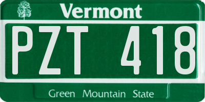 VT license plate PZT418