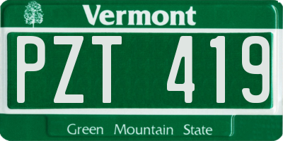 VT license plate PZT419