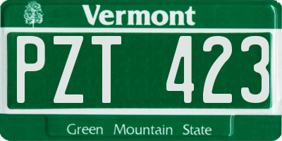 VT license plate PZT423