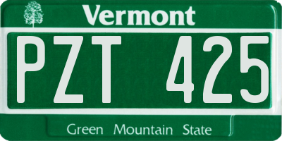 VT license plate PZT425