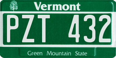 VT license plate PZT432