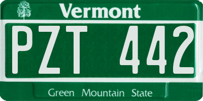 VT license plate PZT442