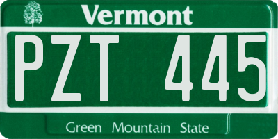VT license plate PZT445