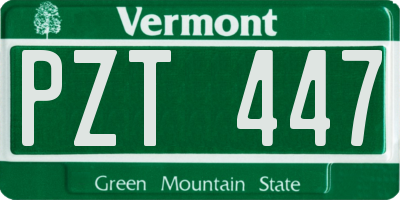 VT license plate PZT447