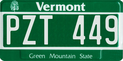VT license plate PZT449