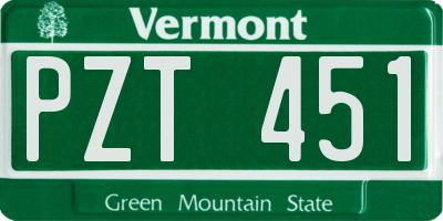 VT license plate PZT451