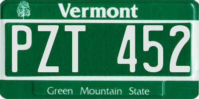 VT license plate PZT452