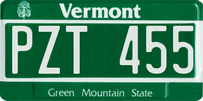 VT license plate PZT455