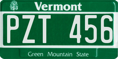 VT license plate PZT456