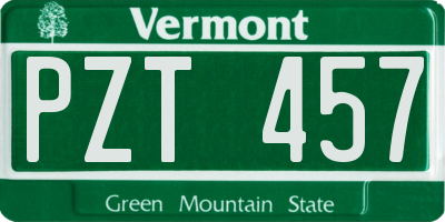 VT license plate PZT457