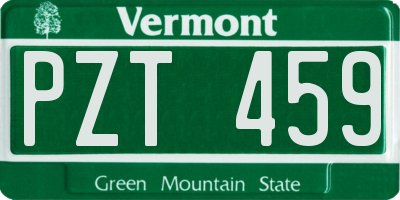 VT license plate PZT459