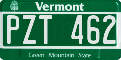 VT license plate PZT462