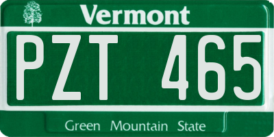 VT license plate PZT465