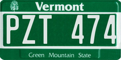 VT license plate PZT474