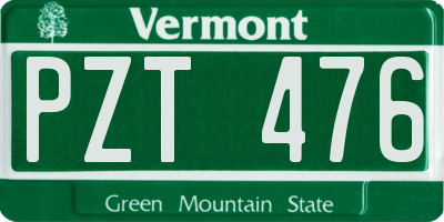 VT license plate PZT476