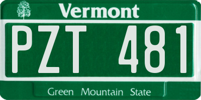 VT license plate PZT481