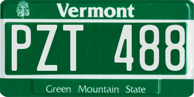 VT license plate PZT488