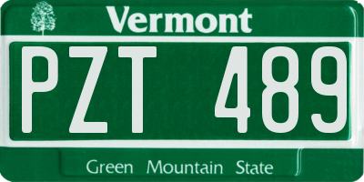 VT license plate PZT489