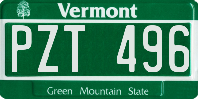 VT license plate PZT496