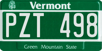 VT license plate PZT498