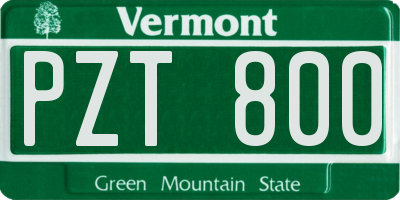 VT license plate PZT800