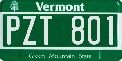 VT license plate PZT801