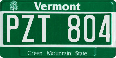 VT license plate PZT804