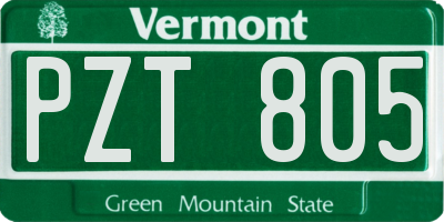 VT license plate PZT805