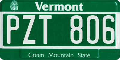 VT license plate PZT806