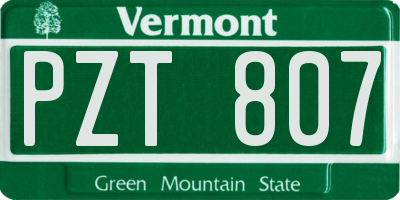VT license plate PZT807