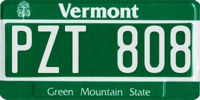 VT license plate PZT808